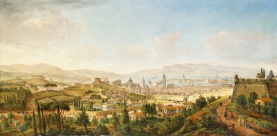 En panoramautsikt over Messina, Sicilia, av Gaspar van Wittel