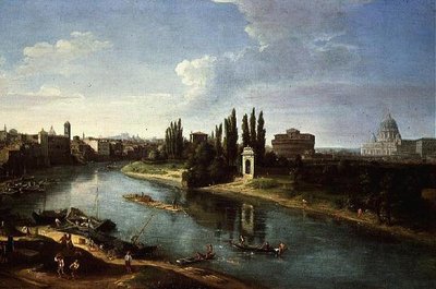 Utsikt over elven Tiberen i Roma, fra nord (par 68187) av Gaspar van Wittel