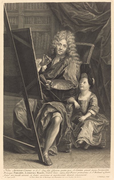 Antoine Coypel og hans sønn av Gaspard Duchange after Antoine Coypel