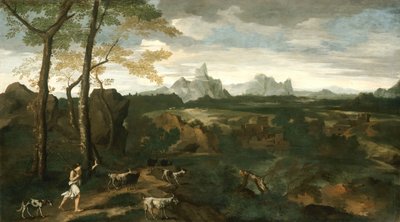 Landskap med en gjeter og geiter, ca. 1635. av Gaspard Dughet
