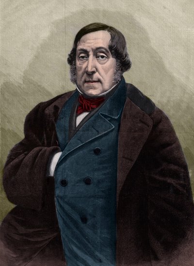 Portrett av Gioachino (Gioacchino) Rossini (1792-1868), italiensk komponistgravering etter fotografiet av Nadar. av Gaspard Felix Tournachon Nadar