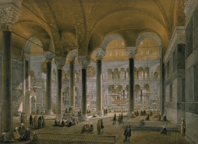 Hagia Sophia, plate 6: nordskipet, gravert av Louis Haghe (1806-85) publisert 1852 av Gaspard Fossati