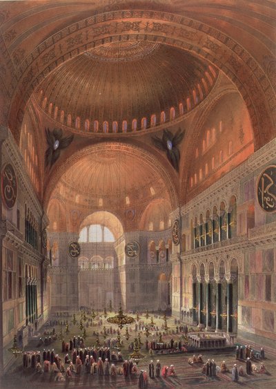 Interiør i Haghia Sophia, Konstantinopel, pub. 1852 av Gaspard Fossati