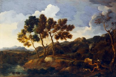 Landskap med idrettsmenn ca. 1636-39 (olje på lerret) av Gaspard Poussin Dughet