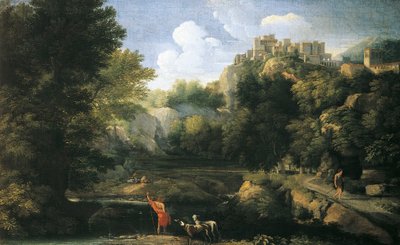 Elvelandskap som viser gjeter av Gaspard Poussin Dughet