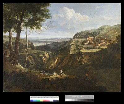 Utsikt over Camaldoli-klosteret nær Frascati, 1670-75 av Gaspard Poussin Dughet
