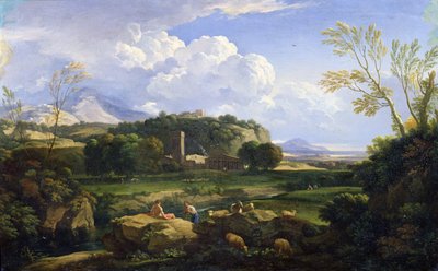 Utsikt over den romerske Campagna (olje på lerret) av Gaspard Poussin Dughet