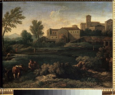""Utsikt over en by i Lazio-regionen nær Roma"" (En liten by i Latium) Maleri av Gaspard Dughet (1615-1675) Circa 1660 Pushkin Museum, Moskva av Gaspard Poussin Dughet