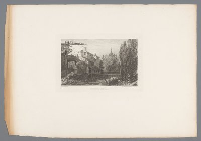 Utsikt over en bekk nær Salins Le ruisseau à Salins (tittel på objekt) Franske etsninger fra 1875 (serietittel) L'eau-forte en 1875 (serietittel) av Gaston Coindre
