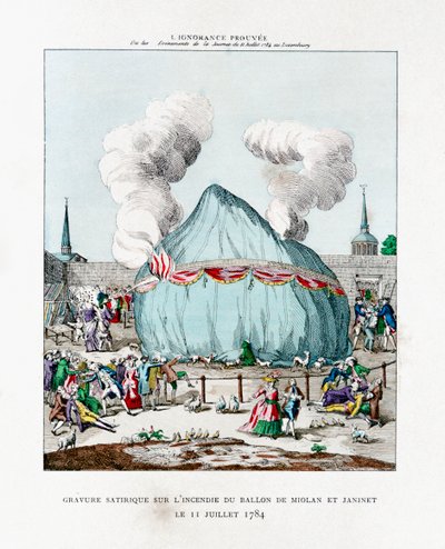 Satirisk gravering på ilden til ballongen til Miolan og Janinet 1784 1887 av Gaston Tissandier