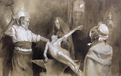 Hamring av milten (blyant og vask på papir) av Gaston Vuillier