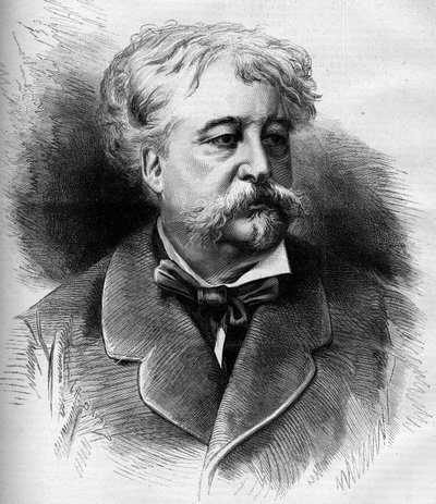 Portrait of Jules Noriac (1827-1882) French writer, critic and journalist. Engraving by G. Vuillier in “” Le Monde Illustré”” n°1332 of October 7 av Gaston Vuillier