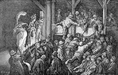 'The Penny Gaff', 1872 av Gauchard Brunier