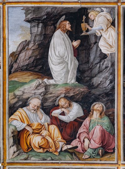 Kristus ber i Getsemane hage, detalj av "Kristi liv og lidenskap" av Gaudenzio Ferrari