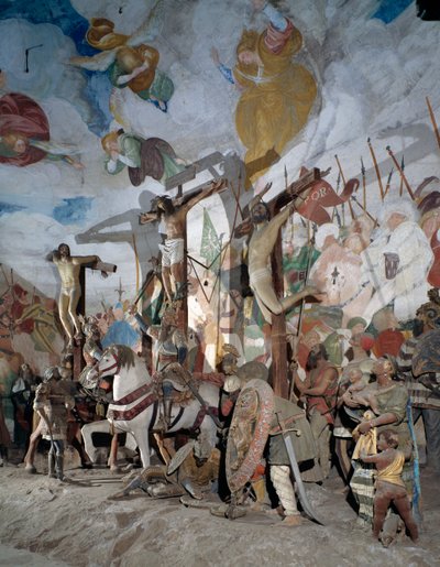 Korsfestelse, detalj av statuer av Gaudenzio Ferrari (1475-1546), 38. kapell, Det hellige fjellet Varallo Sesia (UNESCOs verdensarvliste, 2003), Piemonte, Italia av Gaudenzio Ferrari