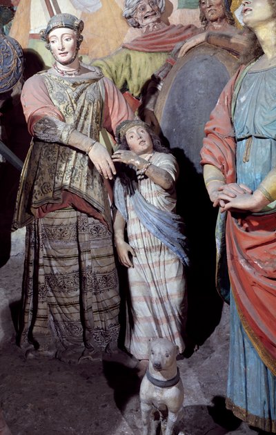 Mannsfigur, detalj fra statuer, av Gaudenzio Ferrari (1475-1546), kapell XXXVIII kjent som Crucifixion, Sacred Mountain of Varallo Sesia (UNESCOs verdensarvliste, 2003), Italia av Gaudenzio Ferrari