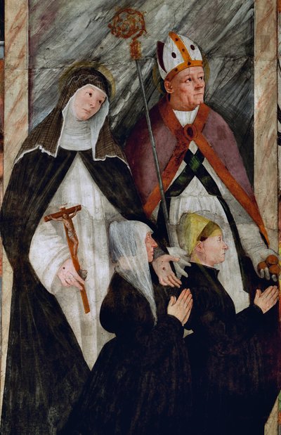 St. Katarina av Siena, St. Nicholas av Bari og to budgivere på knærne av Gaudenzio Ferrari