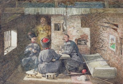 Cossack Hut Interiør i Russland, 12 Miles vest for Kertch, 1855 av General E.W. Wray