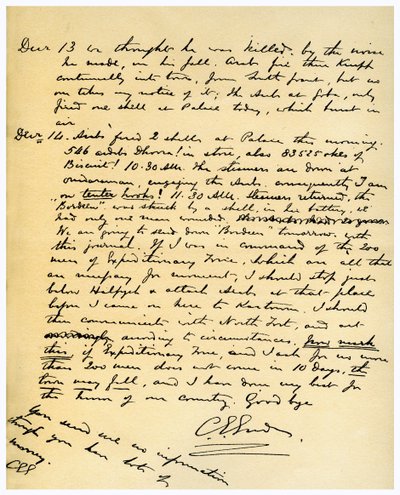 Gordons dagbok om beleiringen av Khartoum, 14. desember 1884 av General Gordon