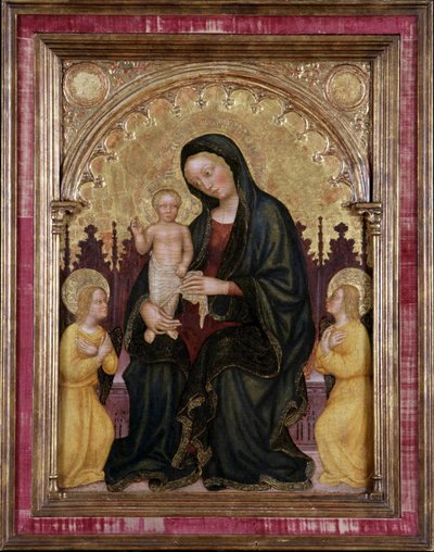 Enthroned Madonna and Child with Two Angels av Gentile da Fabriano