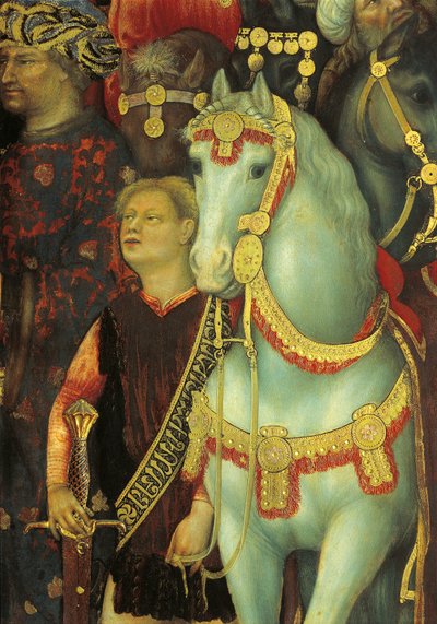 The Adoration of the Magi, detalj av hester av Gentile da Fabriano