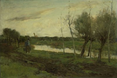 Landskap med en kanal av Geo Poggenbeek