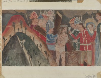 Korsstasjon nr. 10: Jesus blir fratatt sine klær, ca. 1936. av Geoffrey Holt