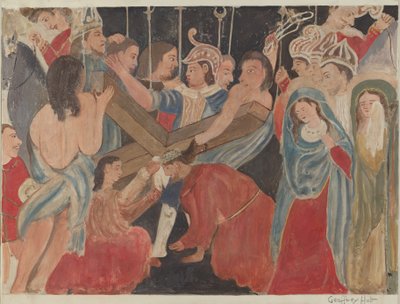 Korsstasjon nr. 6: Veronica yter tjeneste til Jesus, ca. 1936. av Geoffrey Holt