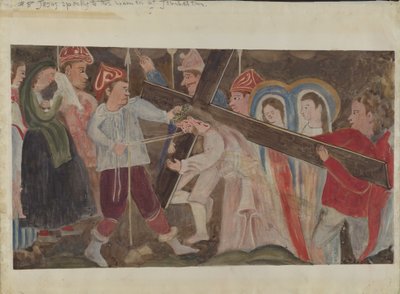 Korsstasjoner nr. 8: Jesus taler til kvinnene i Jerusalem, ca. 1936. av Geoffrey Holt