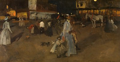 En kveld på demningen i Amsterdam (olje på lerret) av Georg Hendrik Breitner