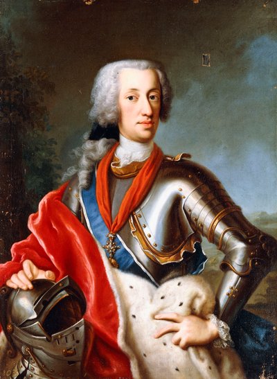 Portrett av Karl Albrecht Wittelsbach, stående, trekvart lengde, iført seremoniell kjole (olje på lerret) av Georg (circle of) Desmarees