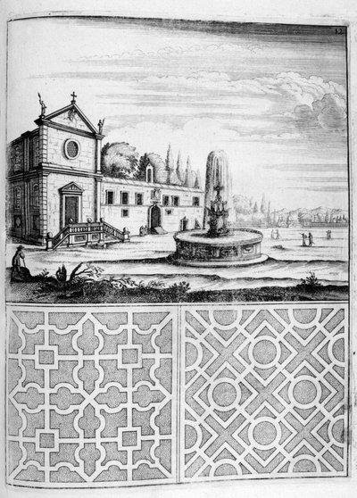 Design av hus, fontene og hage, 1664 av Georg Andreas Bockler