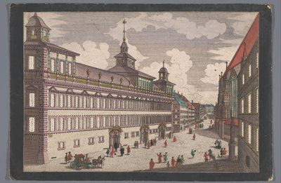 Utsikt over rådhuset i Nürnberg Das Rathhauß zu Nürnberg gegen dem Marckt av Georg Balthasar Probst (possibly)
