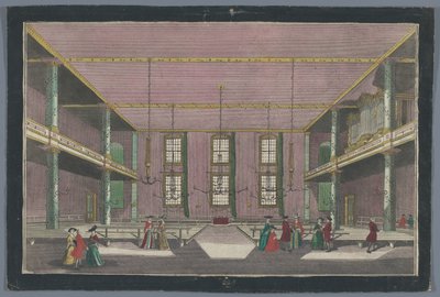 Utsikt over interiøret i Kerk van de Broedergemeente i Zeist Møtested for brødresamfunnet i Zeyst von Innen av Georg Balthasar Probst (possibly)