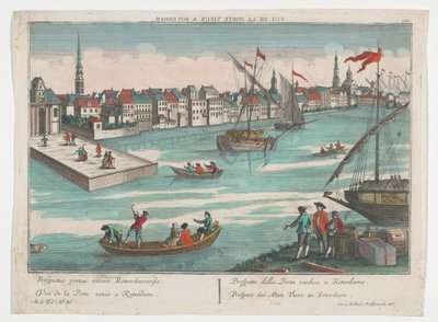 Utsikt over Ooster Oude Hoofdpoort i Rotterdam Prospect des Alten Thors zu Rotterdam (tittel på objekt) Rotterdam (serietittel) av Georg Balthasar Probst