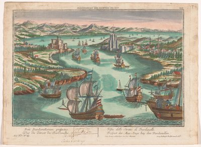 Utsikt over Dardanelles-stredet Prospect der Meer-Enge bey den Dardanellen (tittel på objekt) Dardanellene (serietittel) av Georg Balthasar Probst