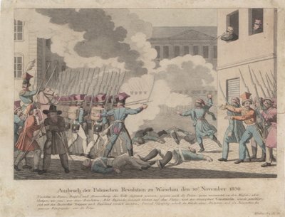 Utbruddet av den polske revolusjonen i Warszawa i november 1830 av Georg Benedikt Wunder