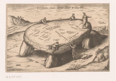 Utsikt over Pierre Levée nær Poitiers La pierre levee demie lieue de Poictiers (tittel på objekt) av Georg Braun (possibly)