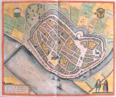Deventer, Nederland - i #39;Civitates Orbis Terrarum#39; av Georg Braun, Köln 1617 av Georg Braun