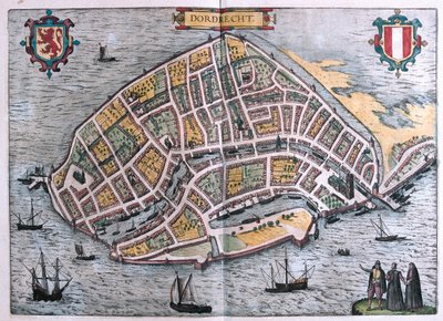 Dordrecht, Nederland - i #39;Civitates Orbis Terrarum#39; av Georg Braun, Köln 1617 av Georg Braun