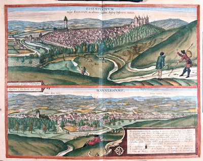 Eisenstadt, Tyskland - Mannersdorf, Østerrike - i #39;Civitates Orbis Terrarum#39; av Georg Braun, Köln 1617 av Georg Braun