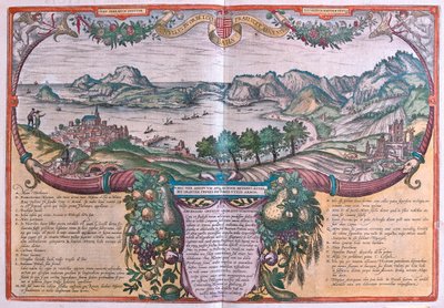 Gulf of Baia, Ischia og Pozzuoli, Italia i #39;Civitates Orbis Terrarum#39; av Georg Braun, Köln 1617 av Georg Braun