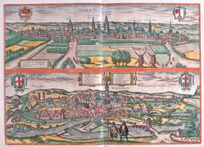 Soest, Warburg, Tyskland - i #39;Civitates Orbis Terrarum#39; av Georg Braun, Köln 1617 av Georg Braun