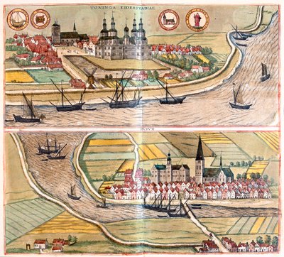 Tonning - Husum, Tyskland - i #39;Civitates Orbis Terrarum#39; av Georg Braun, Köln 1617 av Georg Braun