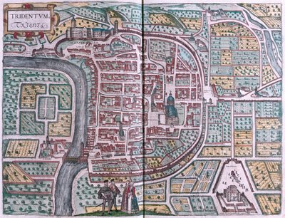 Trento, Italia - i #39;Civitates Orbis Terrarum#39; av Georg Braun, Köln 1617 av Georg Braun