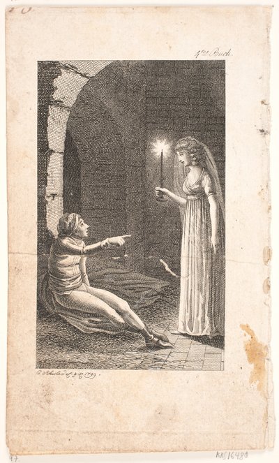 Illustrasjon med fengselsscene av Georg Christian Schule