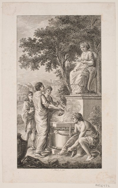 Illustrasjon med tilbudsscene av Georg Christian Schule