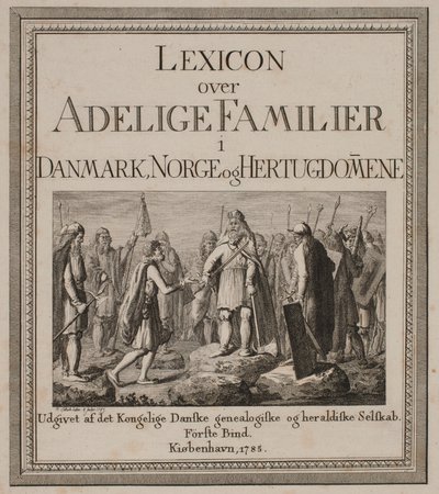 Tittelside for "Leksikon over adelsfamilier i Danmark, Norge og hertugdømmene" av Georg Christian Schule