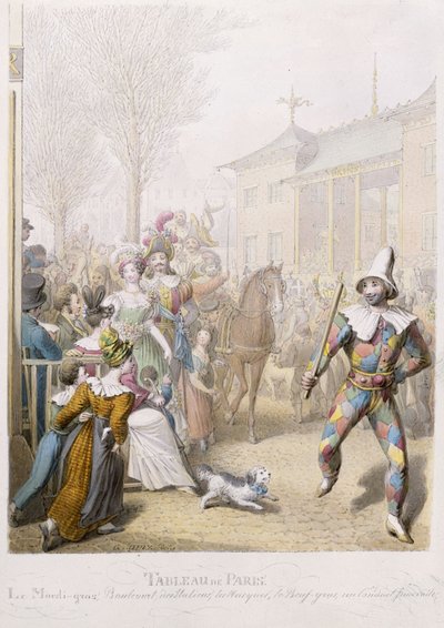 Mardi-Gras, Boulevard des Italiens, 1831 (wc på papir) av Georg Emanuel Opitz