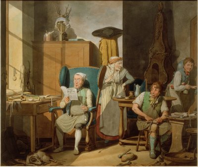 Skomakerfamilie på verkstedet av Georg Emanuel Opitz